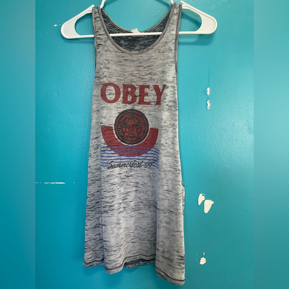 Grey obey tank top